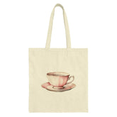 Tea Cup Tote Bag, Vintage Pink Teacup, Watercolor Design, Unique Gift for Tea Lovers, Elegant Tote Handbag - Tawshia